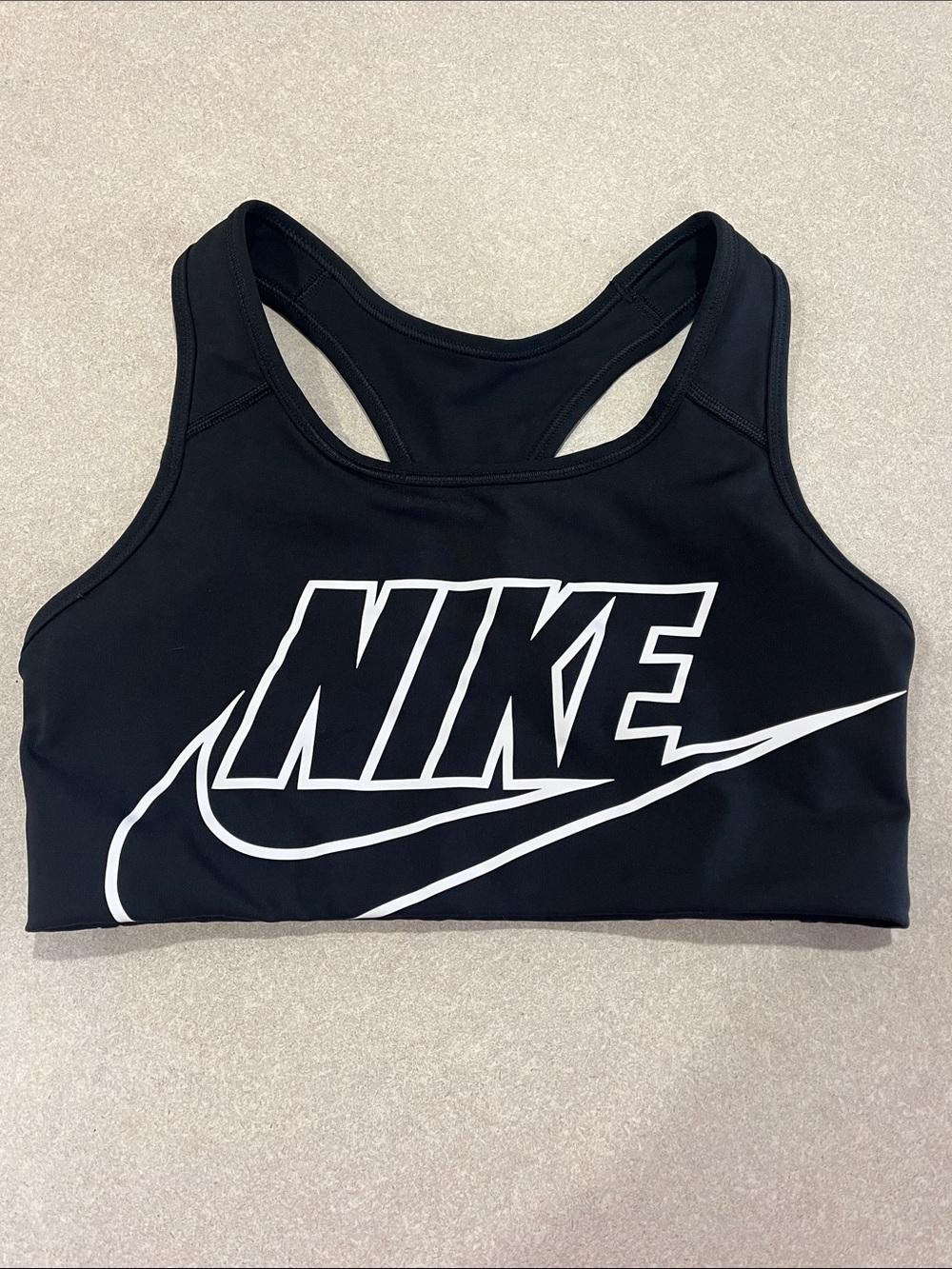 Nike Black Sports Bra with White Oversized Logo